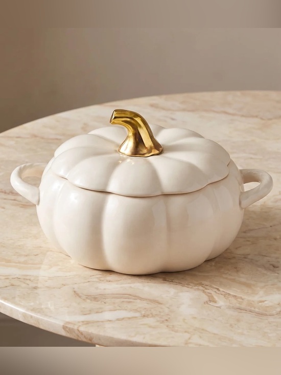 Pfaltzgraff Other - Pfaltzgraff 2 QT Ceramic White Pumpkin Casserole Dish Pot Fall Cozy NIB
